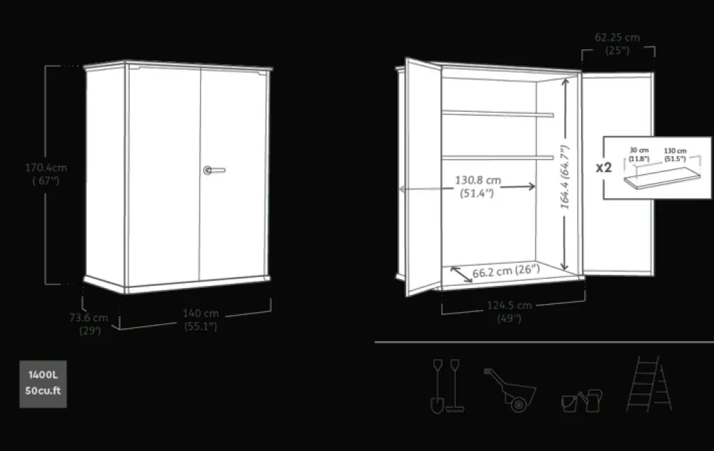 Storage Cabinets & Shelving Units|Vertical Sheds>Keter Cortina Alto Storage Shed - Graphite