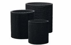 Planters>Keter Cylinder Planter Set of 3 - Black