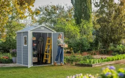 Medium Sheds>Keter Manor 6x8 Storage Shed - Grey