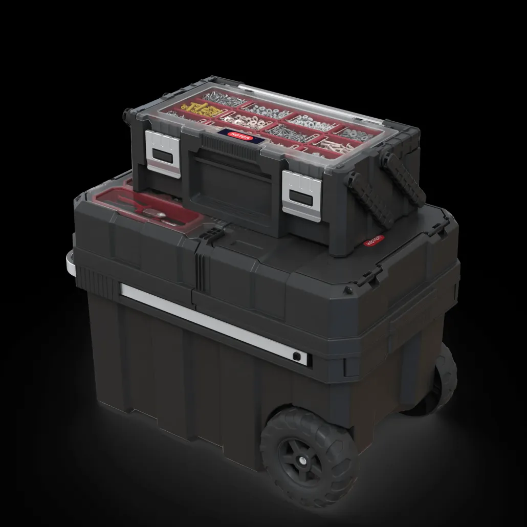 Tool Storage>Keter Masterloader Rolling Tool Box with Cantilever Organizer - Black