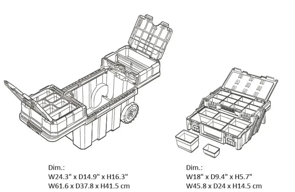 Tool Storage>Keter Masterloader Rolling Tool Box with Cantilever Organizer - Black