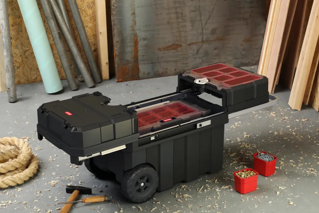 Tool Storage>Keter Masterloader Rolling Tool Box with Cantilever Organizer - Black