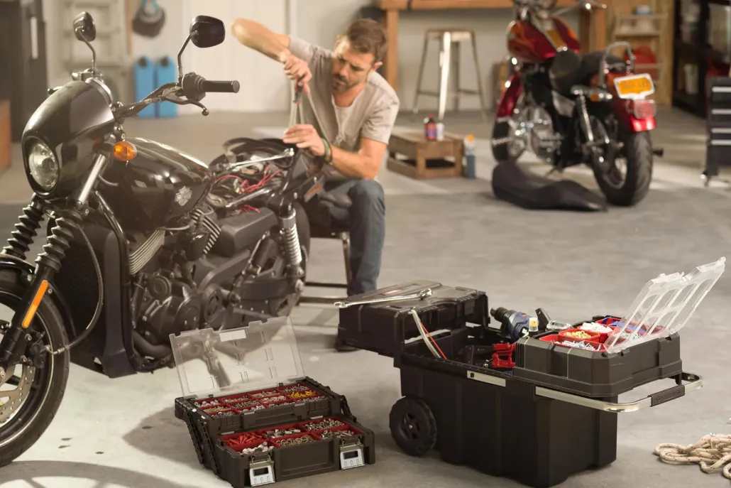 Tool Storage>Keter Masterloader Rolling Tool Box with Cantilever Organizer - Black