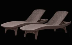 Sun Loungers>Keter Pacific Chaise Sun Lounger Set of 2 - Brown