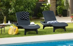 Sun Loungers>Keter Pacific Chaise Sun Lounger Set of 2 - Graphite