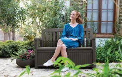 Outdoor Benches|Outdoor Storage Benches>Keter Patio 60 Gallon Outdoor Storage Bench - Brown