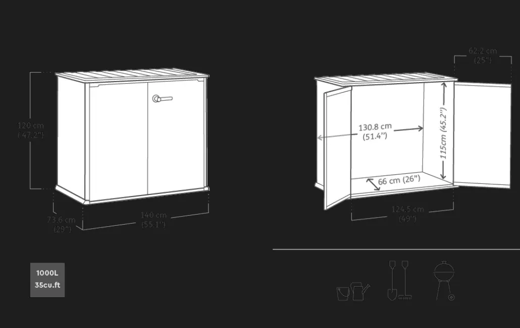 Storage Cabinets & Shelving Units|Horizontal Sheds>Keter Patio Store Storage Shed - Grey