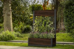 Planters|Garden Beds>Keter Rhumbos 26 Gallon Privacy Screen Planter - Rosewood Brown