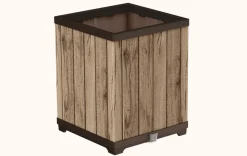 Planters>Keter Signature Square Tall Planter - Pine Brown