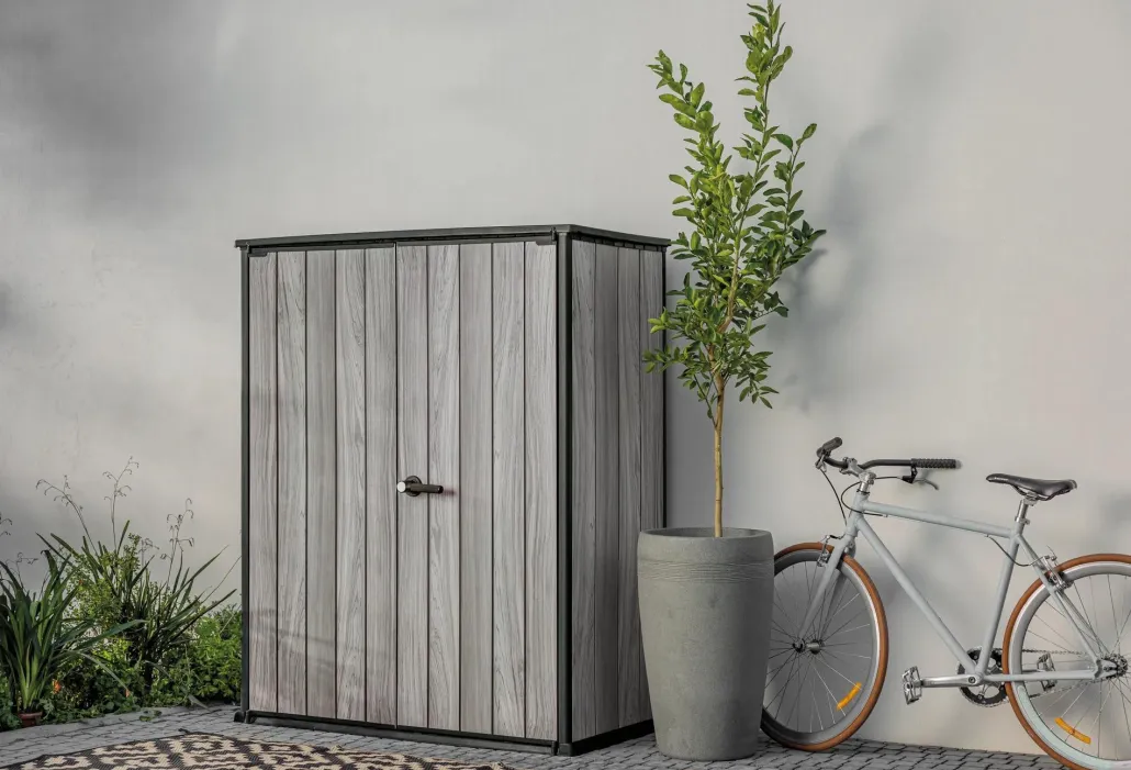 Storage Cabinets & Shelving Units|Vertical Sheds>Keter Signature Vertical Storage Shed - Storm Grey