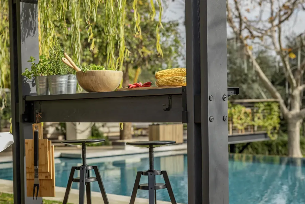 Gazebos>Keter Signature 8x6.5 Grill Gazebo - Rosewood Brown