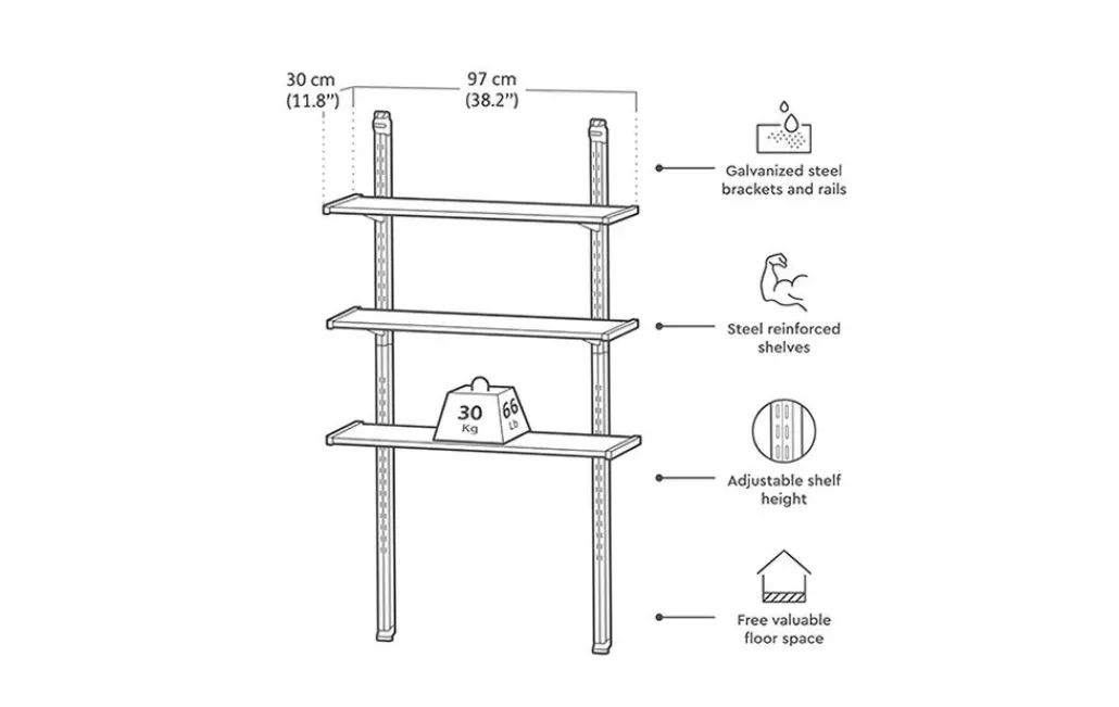 Shed Shelving & Accessories>Keter Storage Shed Shelf Kit 40 Inch - Black
