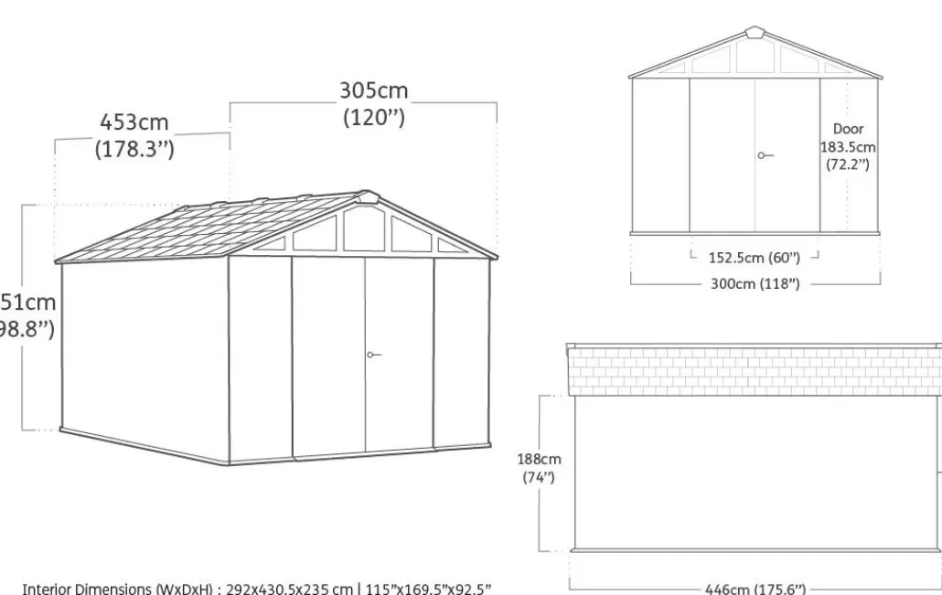 Large Sheds>Keter Stronghold 10x15 Storage Shed - Graphite
