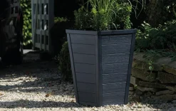 Planters>Keter Tapered Wood Look Planter Set of 2 - Graphite