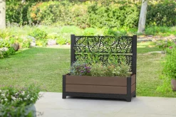 Planters|Garden Beds>Keter Tulip 26 Gallon Privacy Screen Planter - Brown